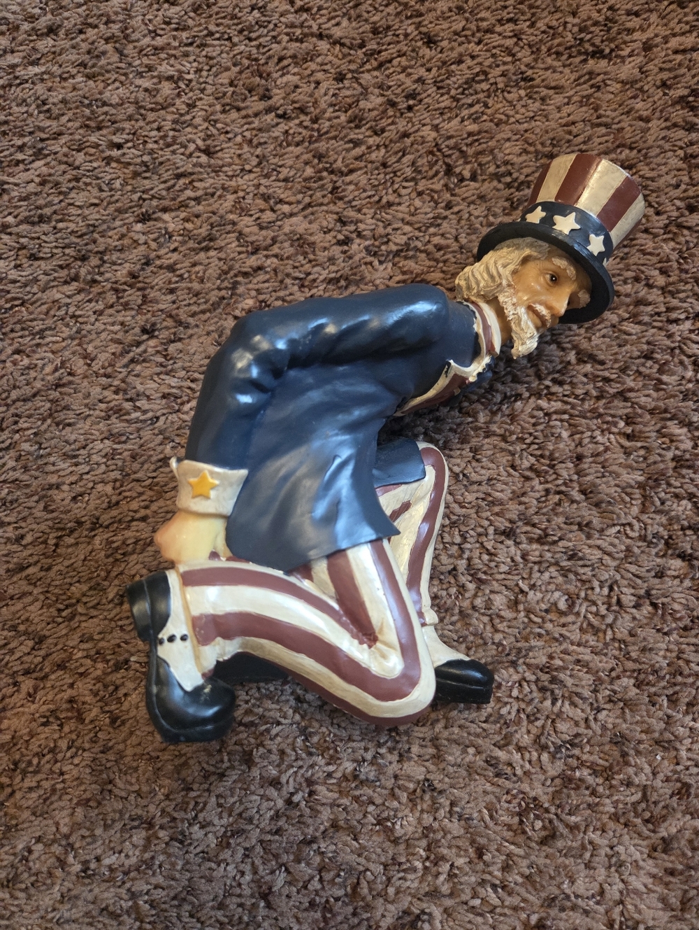Patriotic Man in Top Hat 10" Wearing Red White Blue Wine Bottle Holder Figurine